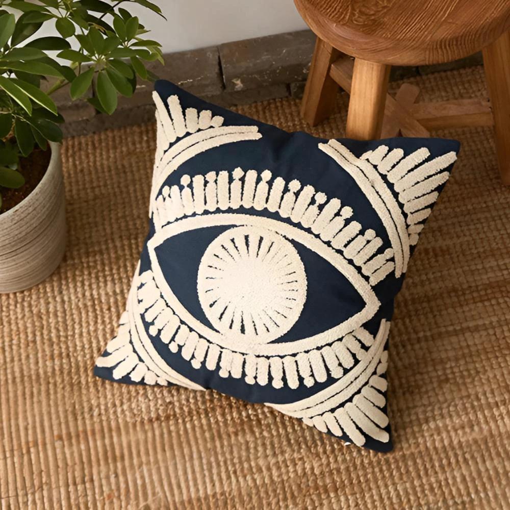 Boho Eye Embroidered Cushion Cover by Casa & Beyond