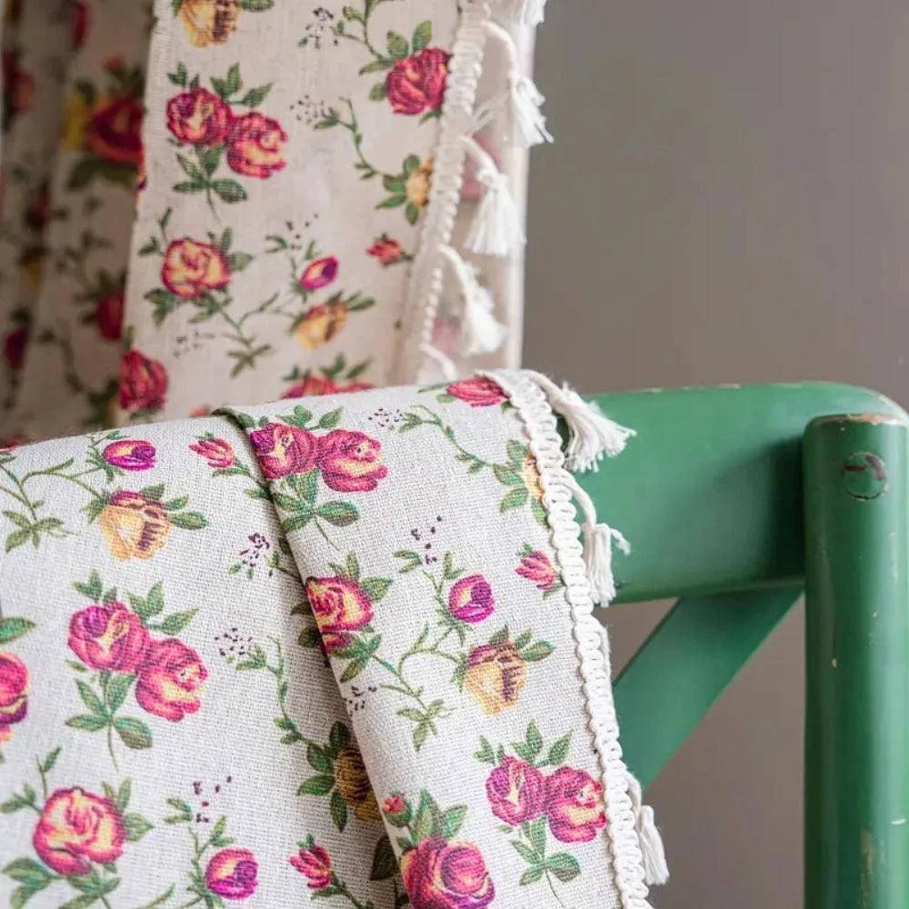 Floral Tasseled Soft Cotton Curtain by Casa & Beyond