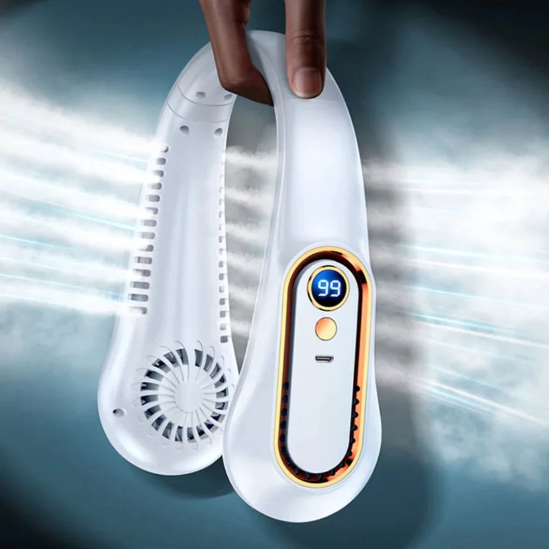 CoolEase | Portable Neck Fan – Hands‑Free Bladeless Cooling – Five‑Speed USB‑C – Travel Office Commuters Bowlift by Bowlift