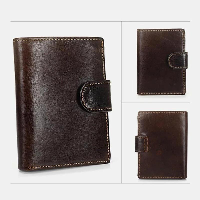 Vintage Leather PU Wallet with three compartments and multiple slots by Bowlift