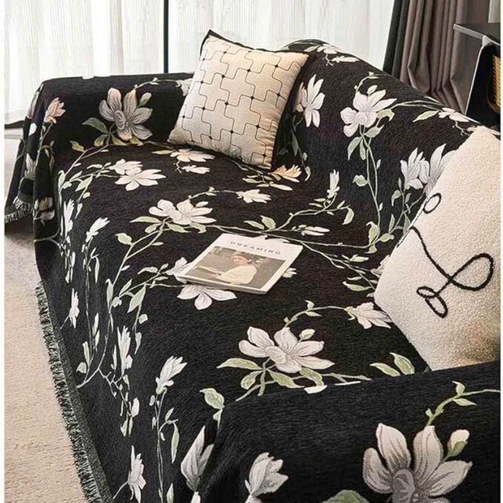 Vintage Floral Chenille Sofa Cover by Casa & Beyond