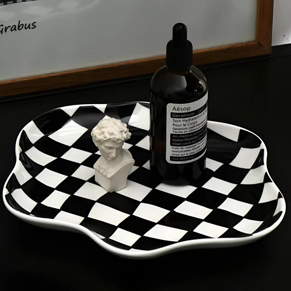 Classic Checkered Ceramic Plate by Casa & Beyond