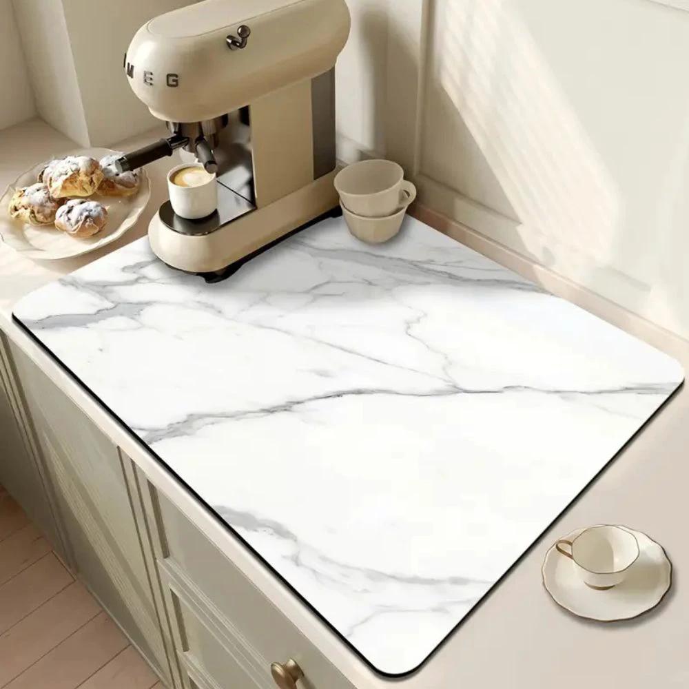 Marble Print Dish Drying Mat by Casa & Beyond