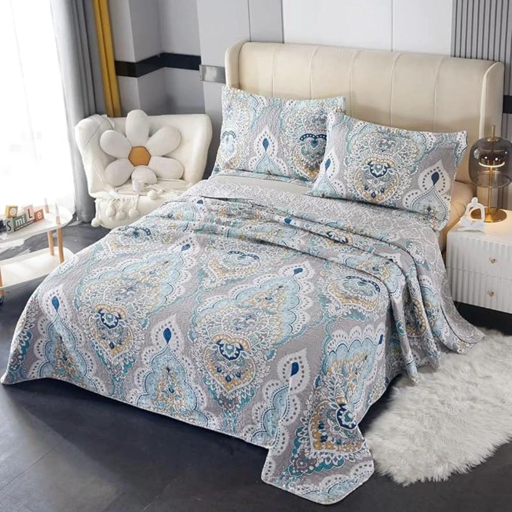 Paisley Aqua Teal Coverlet Set by Casa & Beyond