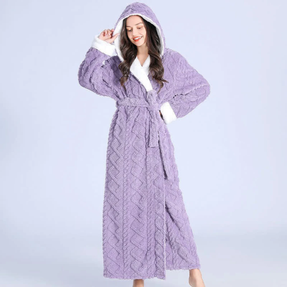 Plush Long Hooded Robe by Casa & Beyond