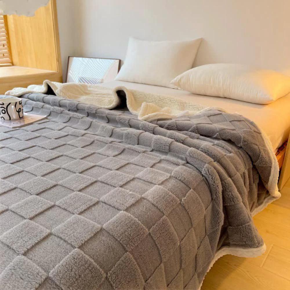 Plush Square Checkerboard Blanket by Casa & Beyond