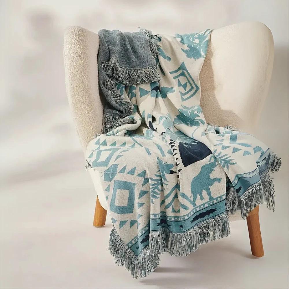 Azura Boho Geometric Knit Blanket by Casa & Beyond
