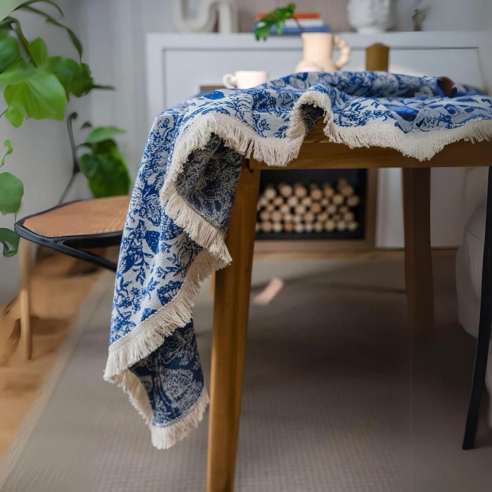Blue Butterfly Garden Tablecloth by Casa & Beyond