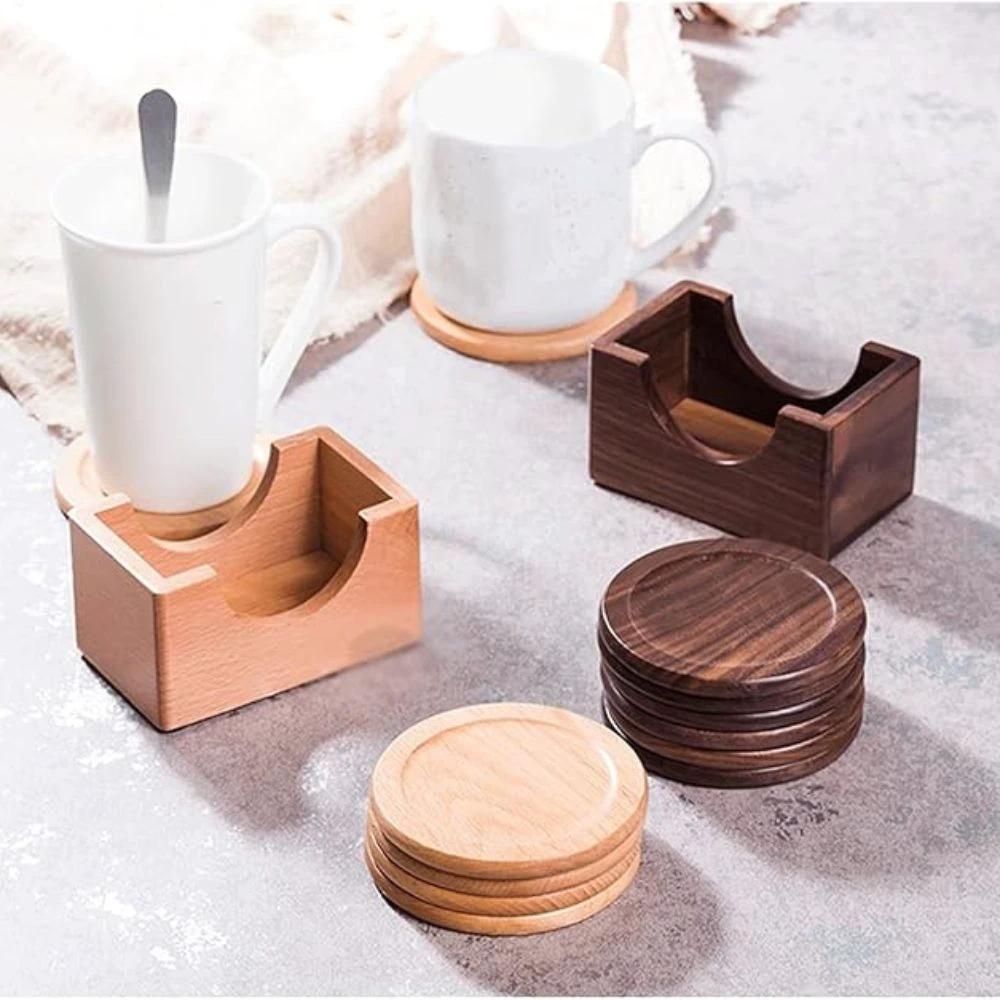 Japanese Style Wooden Coaster | 6pcs Set by Casa & Beyond