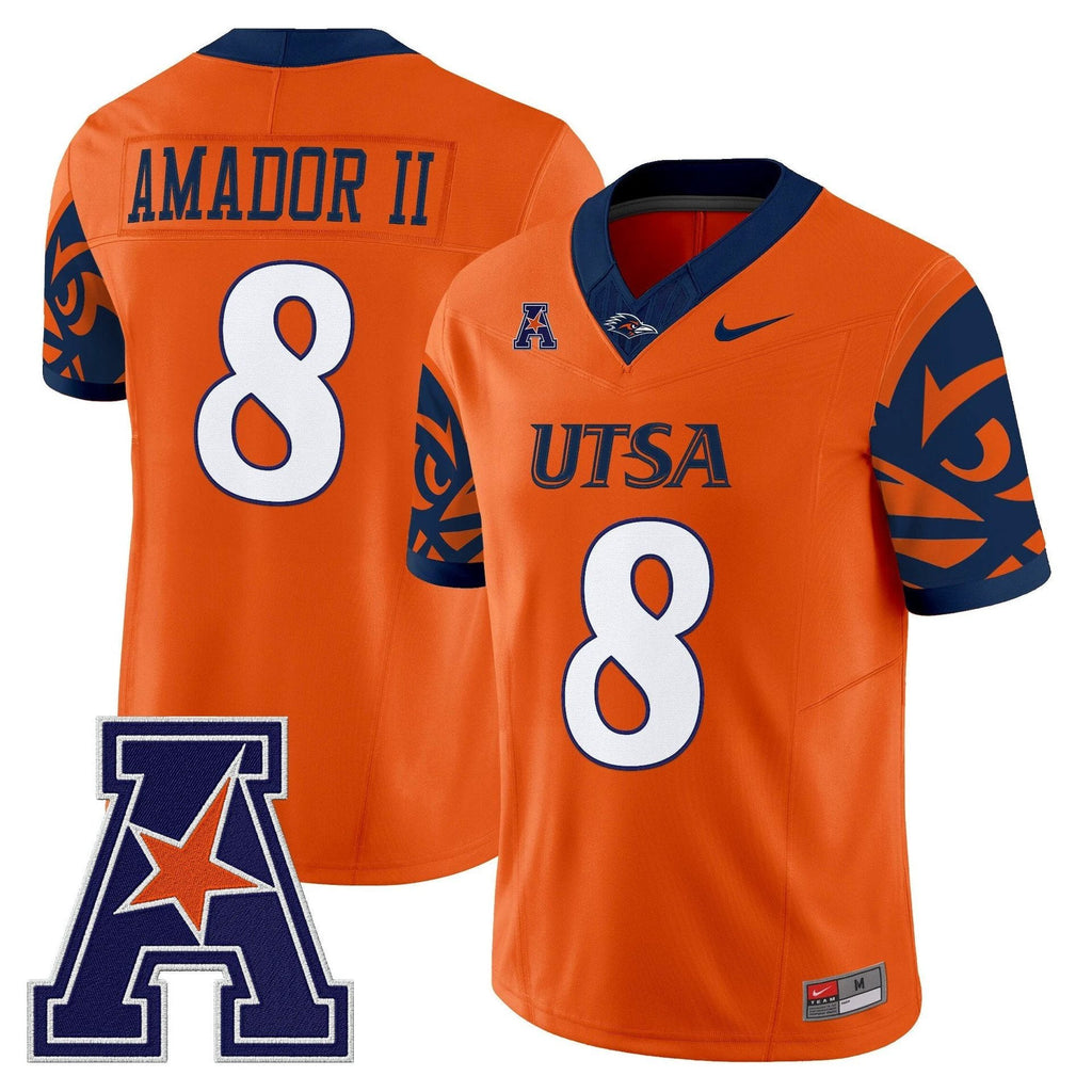 David Amador II Jersey #8 UTSA Roadrunners 2025 Limited V2 Stitched Orange by My Store NCAA Football Jerseys
