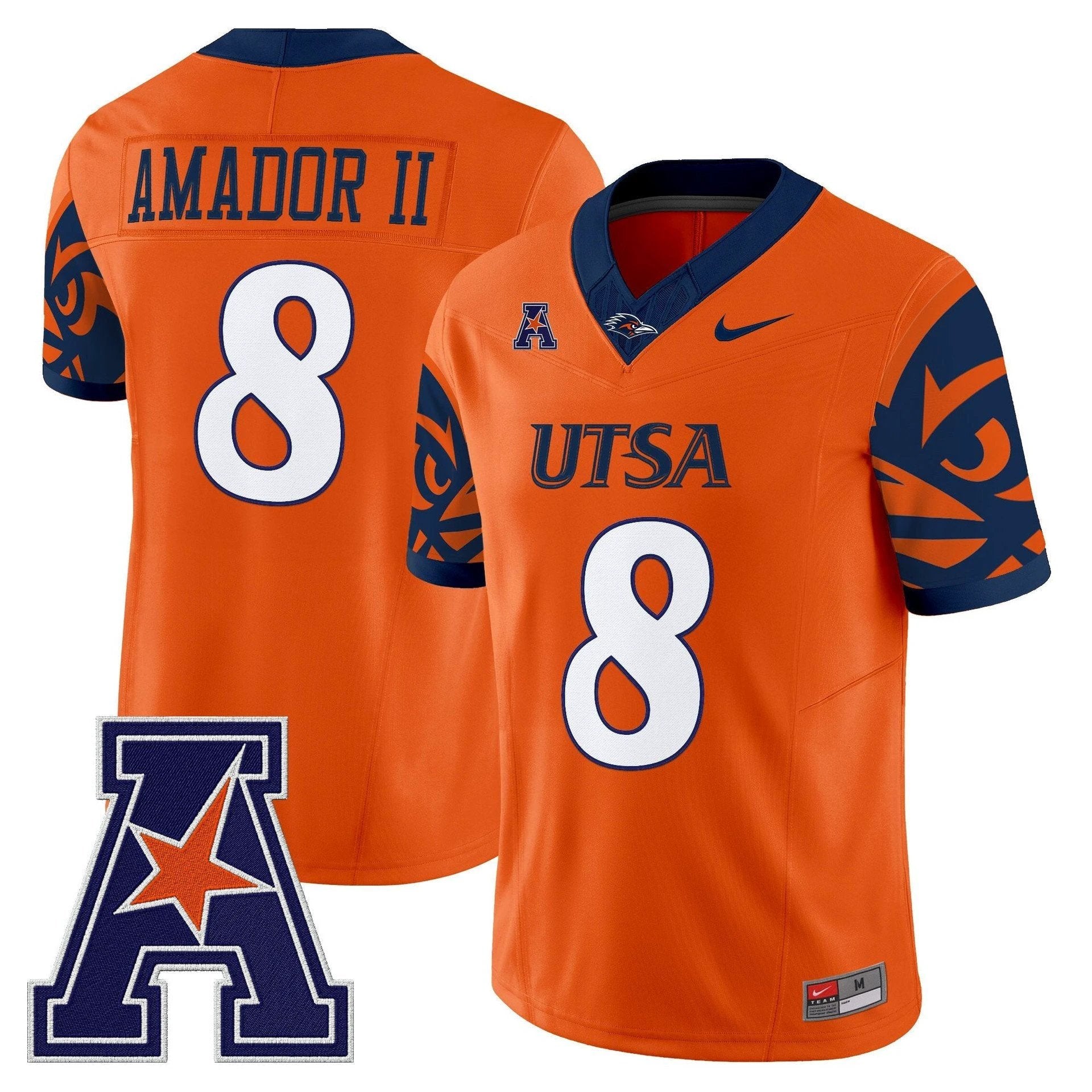 David Amador II Jersey #8 UTSA Roadrunners 2025 Limited V2 Stitched Orange by My Store NCAA Football Jerseys