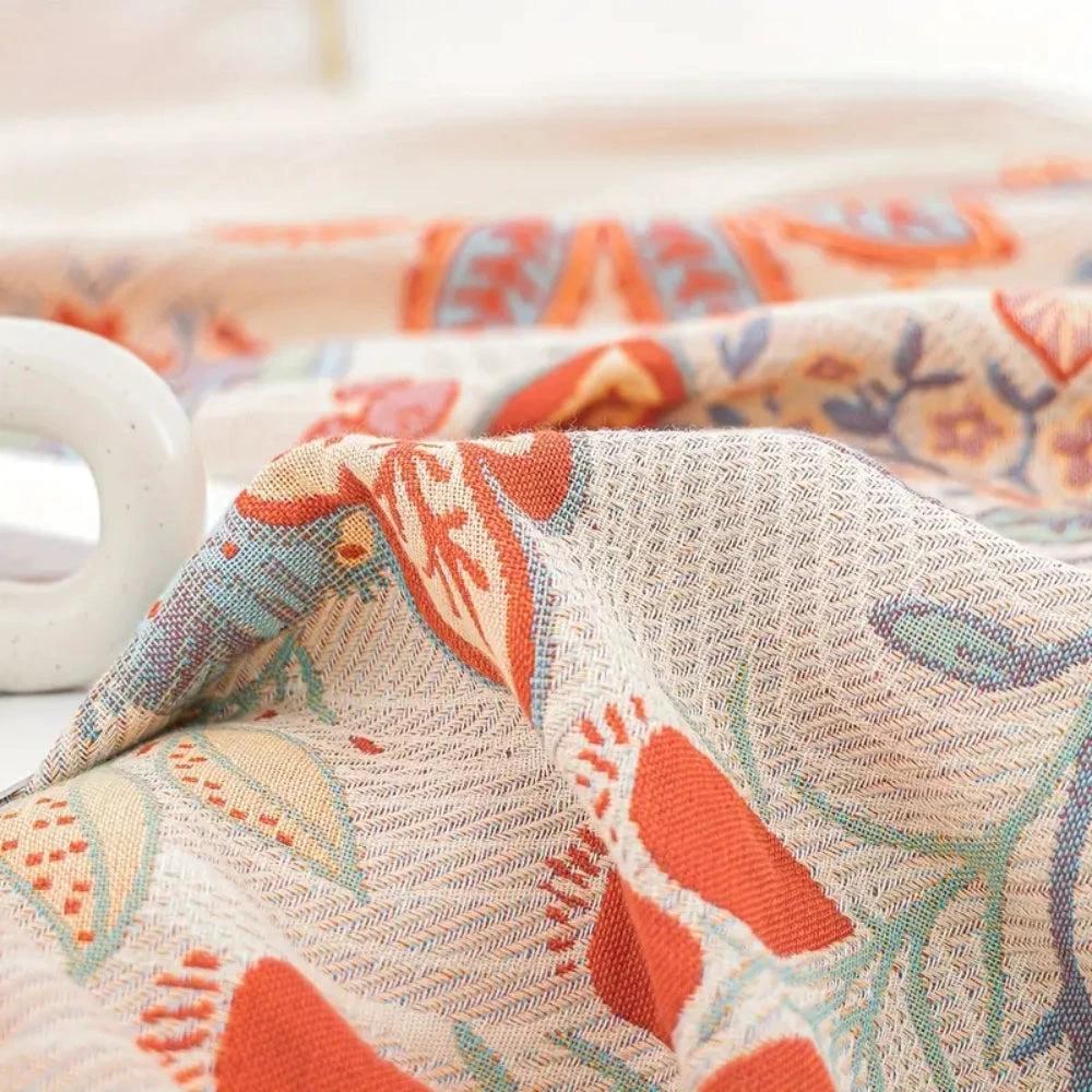 Vineyard Blossom Reversible Cotton Blanket by Casa & Beyond
