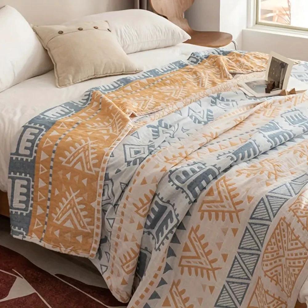 Aztec Layers Pure Cotton Blanket by Casa & Beyond