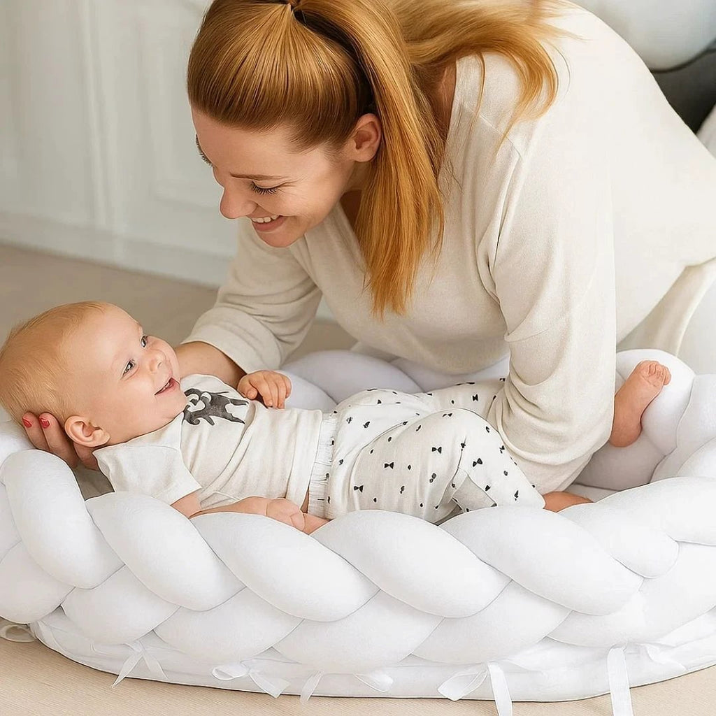 SnugNest | Braided Cot Bumper – Breathable Cotton – Soft Cushioning – Newborn Nursery Safety Bowlift by Bowlift