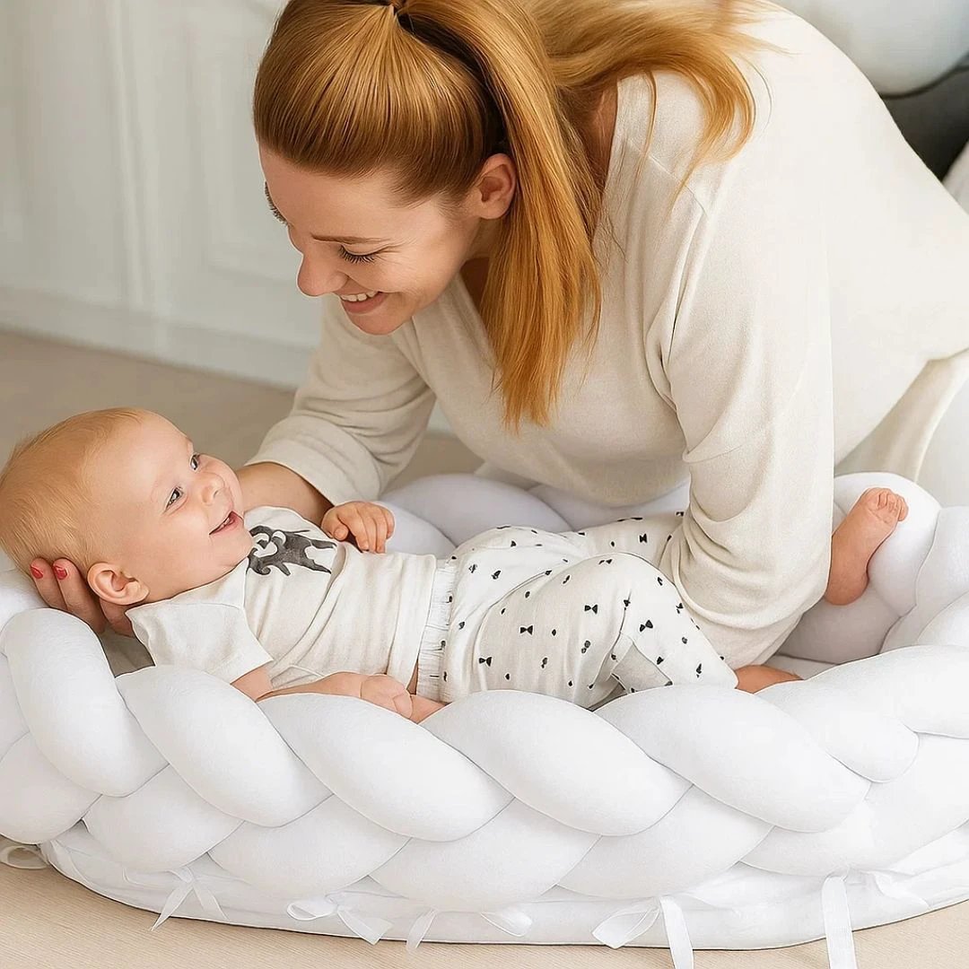 SnugNest | Braided Cot Bumper – Breathable Cotton – Soft Cushioning – Newborn Nursery Safety Bowlift by Bowlift