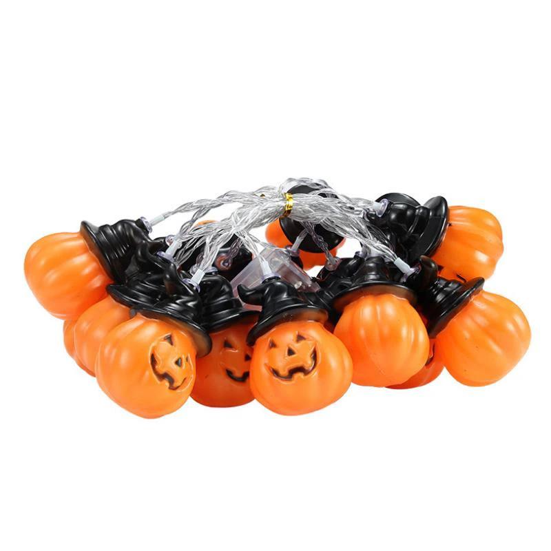 Glowing pumpkin garland Halloween with witch hats by Bowlift