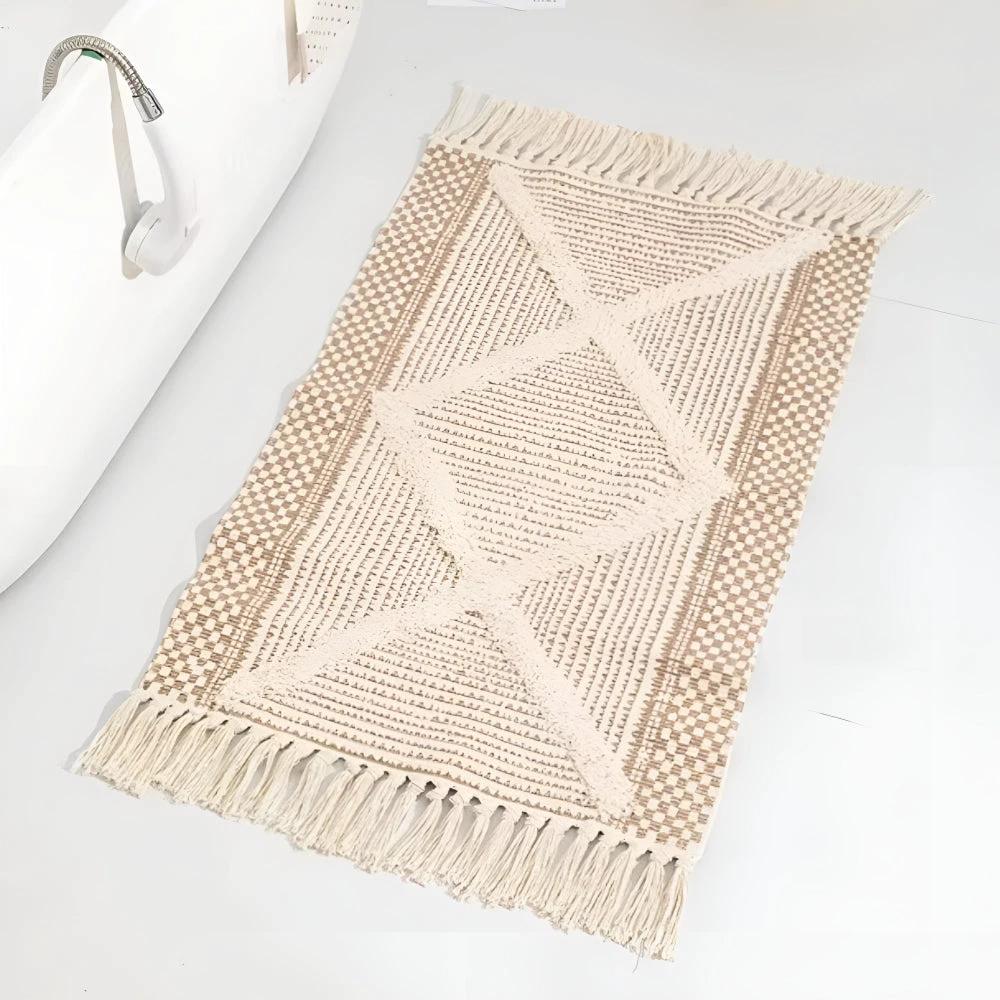 Beige Textured Fringe Tassel Rug by Casa & Beyond
