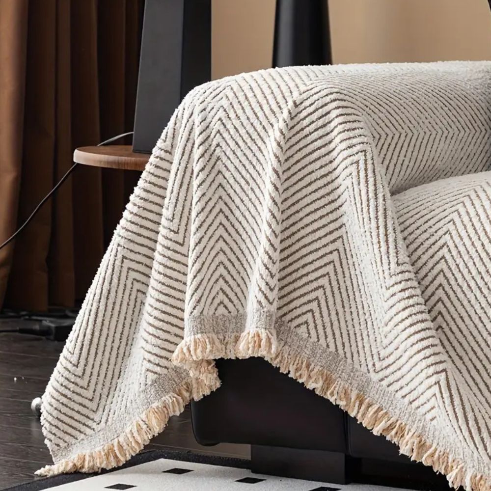 Stripe Herringbone Sofa Cover by Casa & Beyond