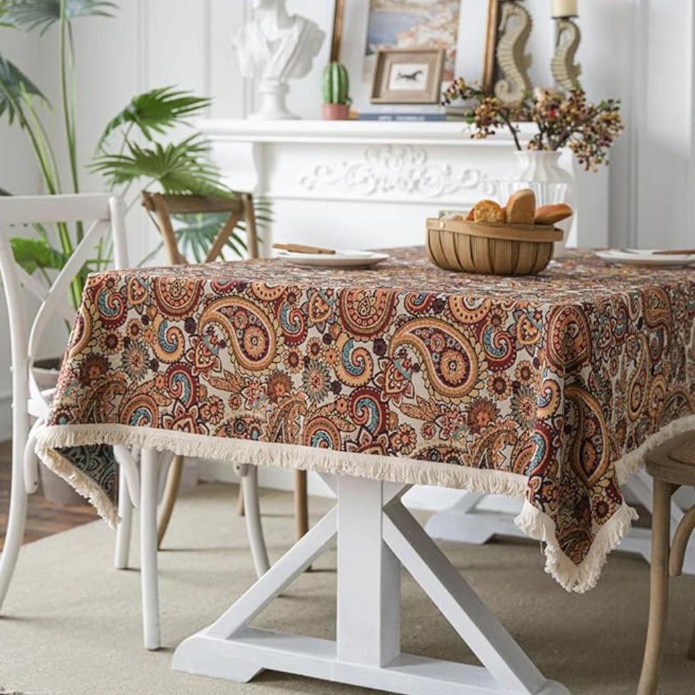 Amber Paisley Tassel Tablecloth by Casa & Beyond
