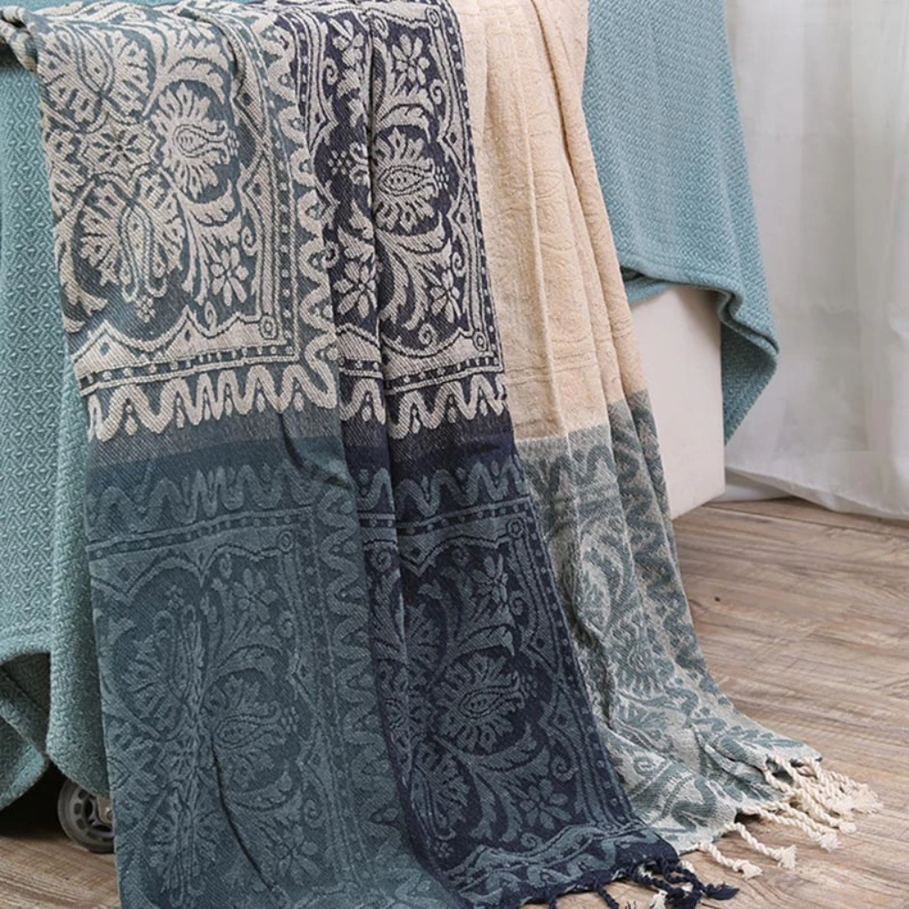 Floral Tassel Knit Bohemian Blanket by Casa & Beyond