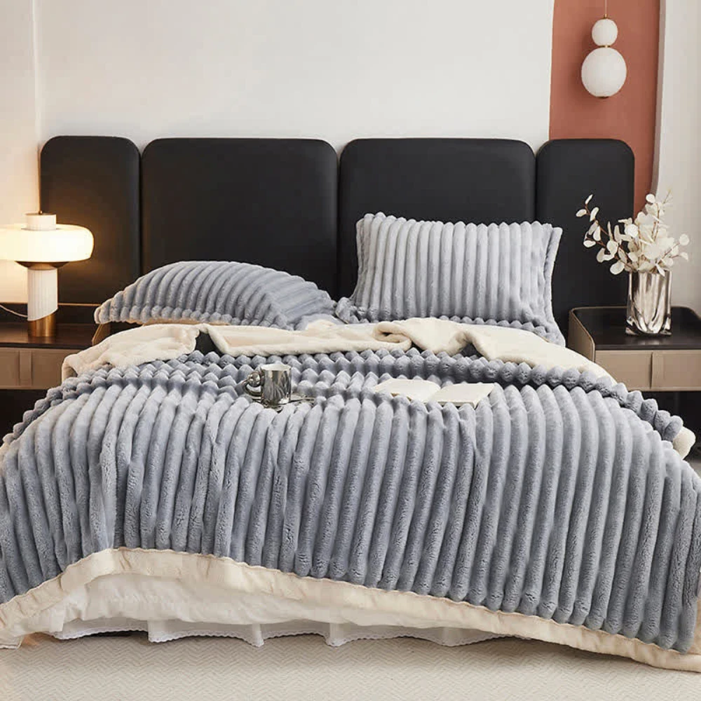 Snuggly Faux Fur Fleece Blanket by Casa & Beyond