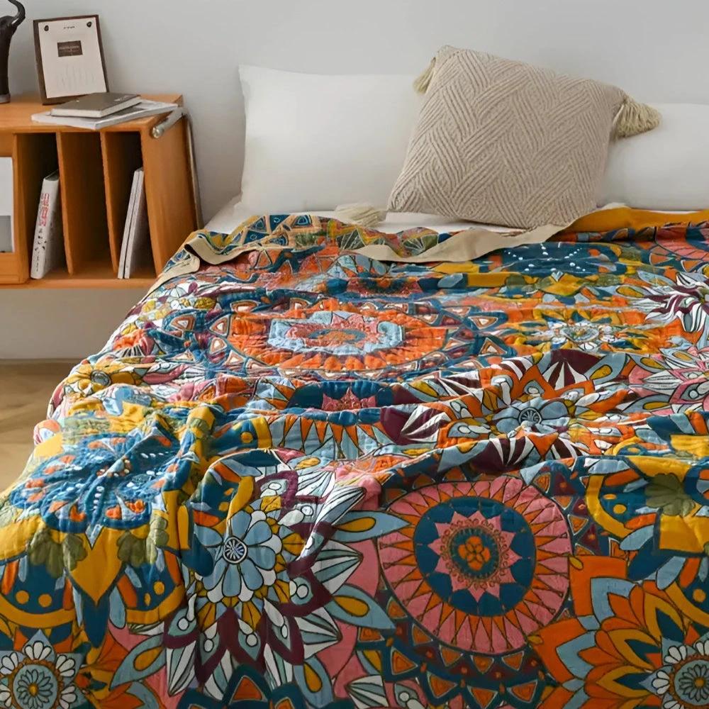 Moroccan Floral Jacquard Cotton Blanket by Casa & Beyond