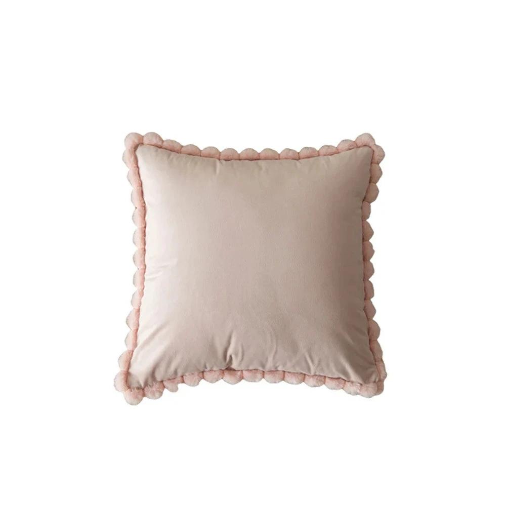 Velvet Pom-Pom Trim Cushion Cover by Casa & Beyond