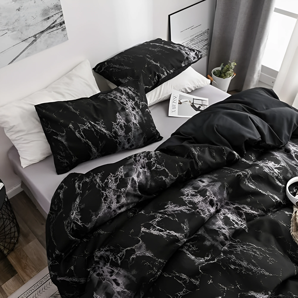 Luxe Black Marble | 3pcs Duvet Cover Sets by Casa & Beyond