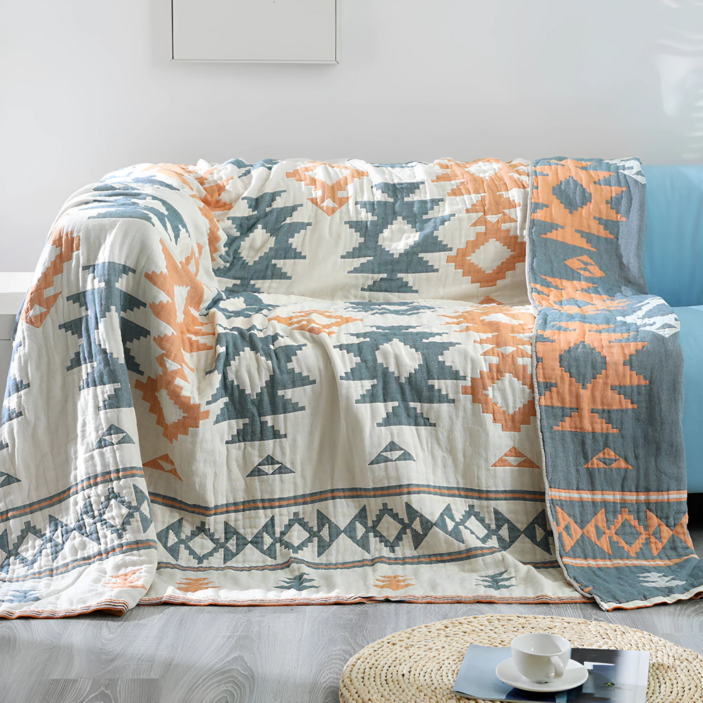 Reversible Geometric Blanket Sofa Cover by Casa & Beyond