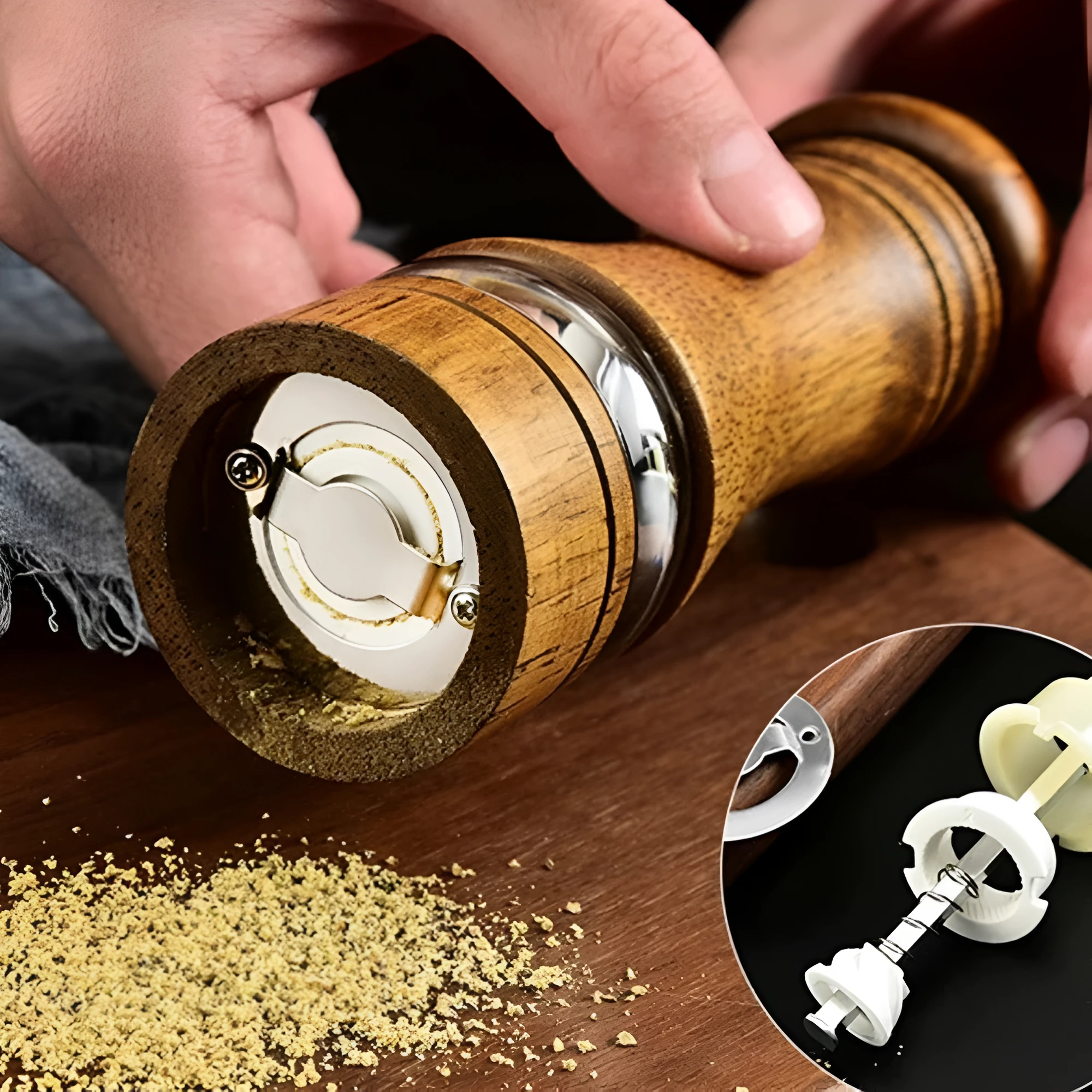 Rustic Oak Seasoning Grinder by Casa & Beyond