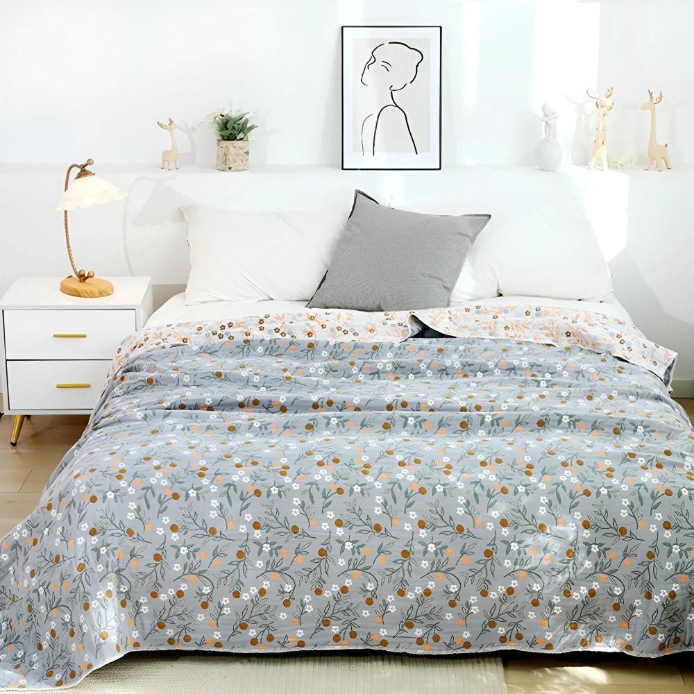 Leafy Floral Cotton Gauze Blanket by Casa & Beyond