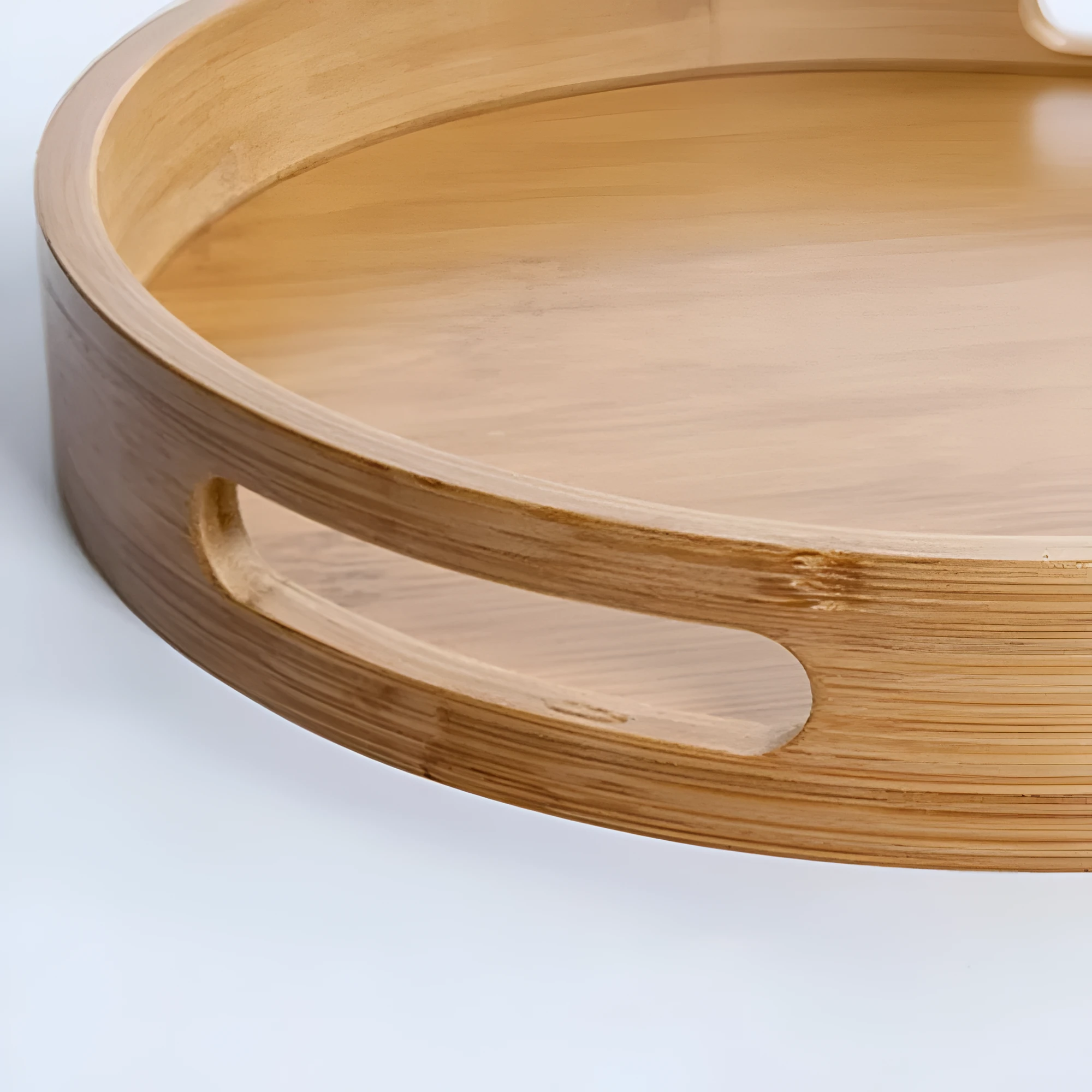 Bamboo Wood Round Serving Tray by Casa & Beyond