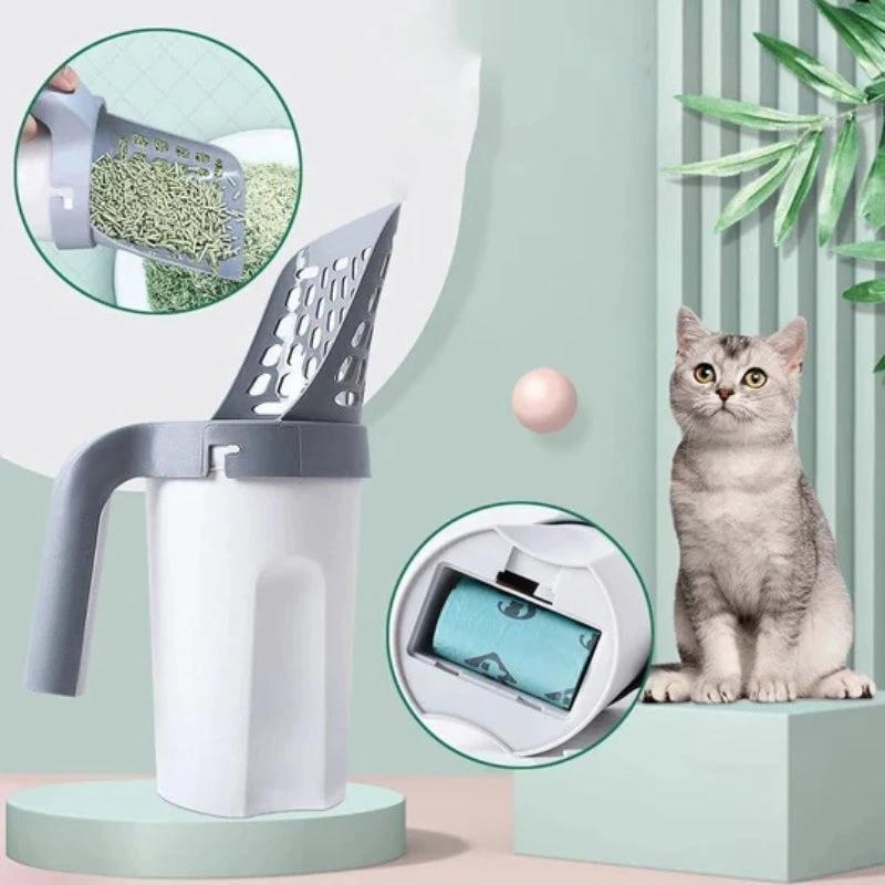Self-cleaning cat litter box with integrated bag dispenser Bowlift by Bowlift