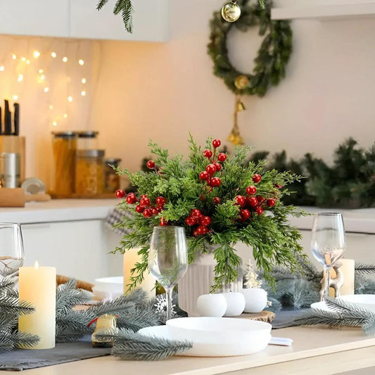 Artificial Pine Branches with Red Berries by Casa & Beyond