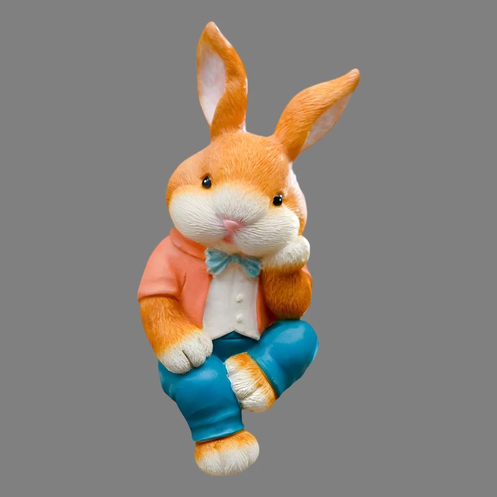 Sitting rabbit sculpture for playful and modern desk or shelf decoration Bowlift by Bowlift