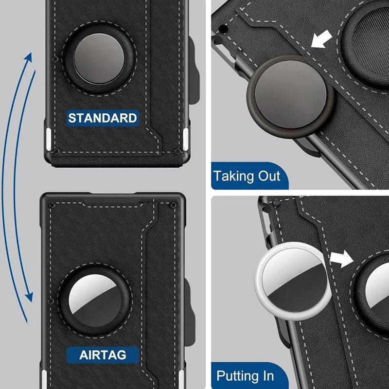 Men's Business Style PU Leather Card Slots for AirTag by BowLift