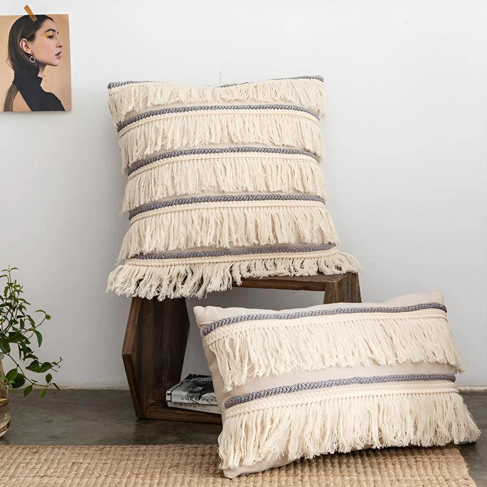 Bohemian Fringe Tassel Cushion Covers by Casa & Beyond