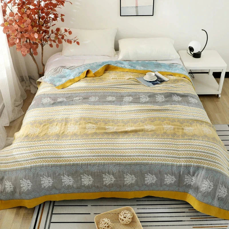 Wheatfield Dreams Reversible Cotton Blanket by Casa & Beyond