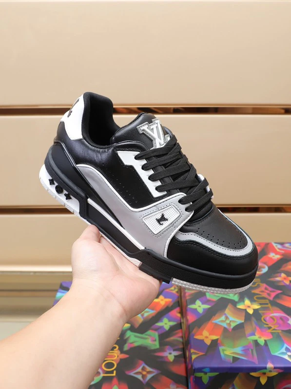 Luxury Virgil Trainer Sneakers Shoes #54 Signature Black Grey Monogram by Air Jordan