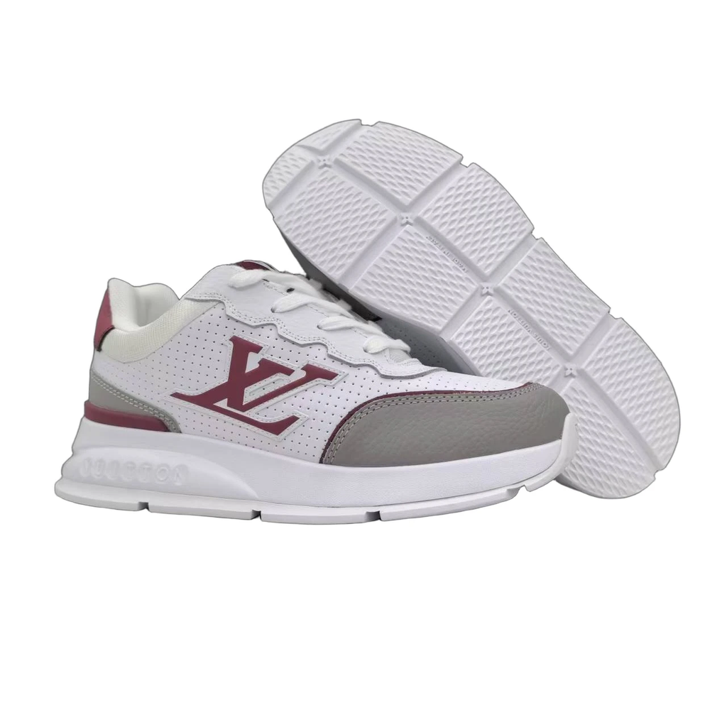 Luxury Lou Paris Classic Trainers White Grey Burgundy Shoes Sneakers by Air Jordan