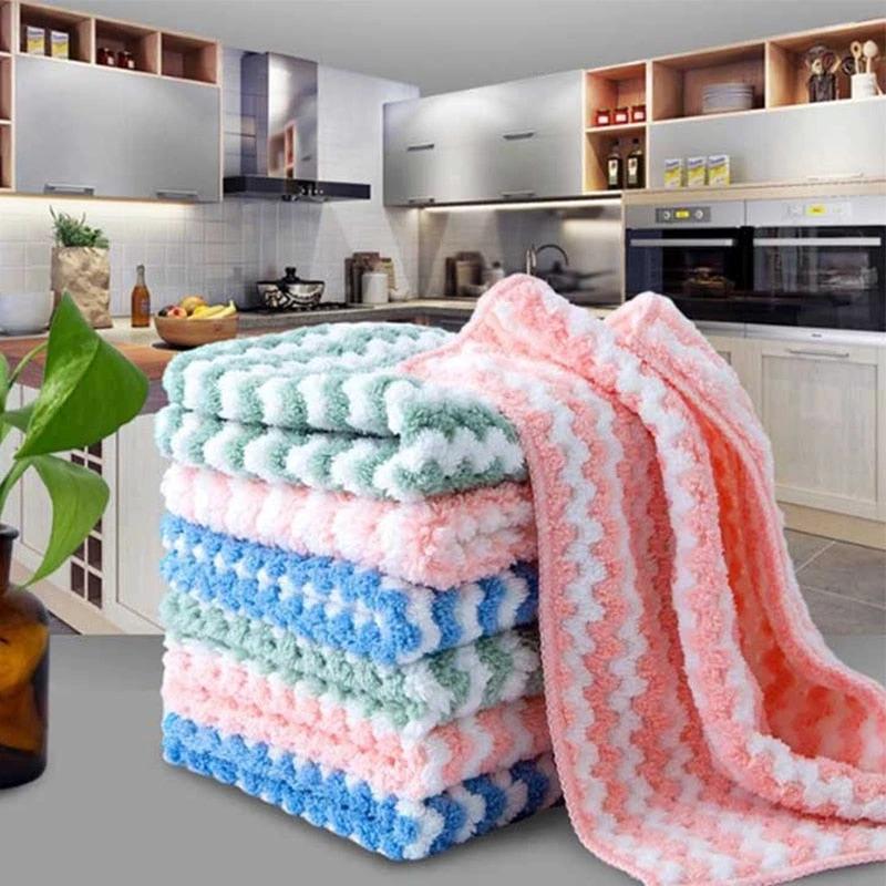 5pcs Kitchen Dishwashing Cloth Water Absorbent Cleaning Cloth by Bowlift
