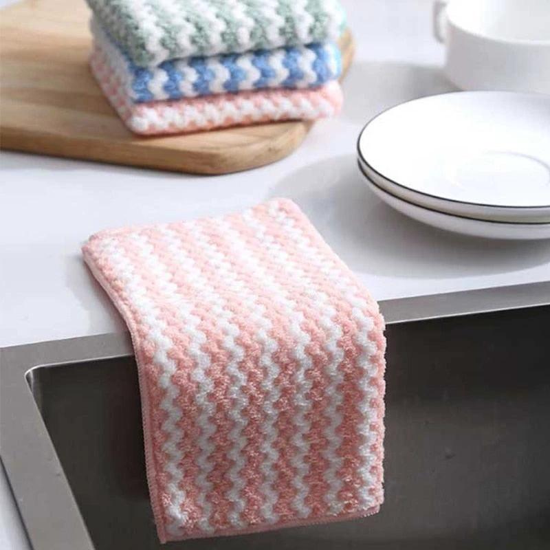 5pcs Kitchen Dishwashing Cloth Water Absorbent Cleaning Cloth by Bowlift