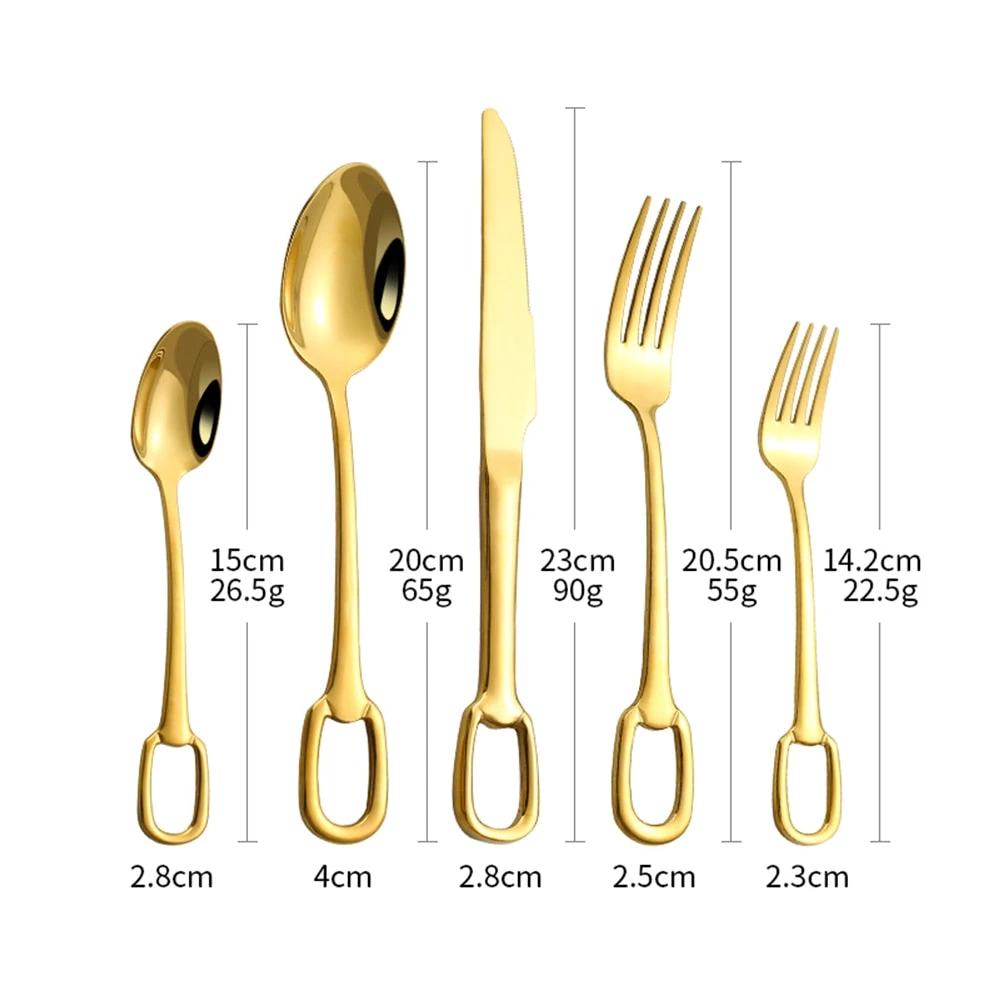 5Pcs Tableware Set Stainless Steel Cutlery Set Elegant Dinnerware Set by Bowlift