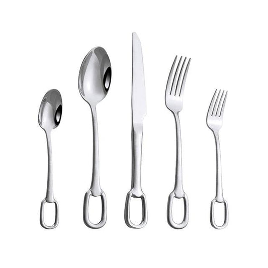 5Pcs Tableware Set Stainless Steel Cutlery Set Elegant Dinnerware Set by Bowlift