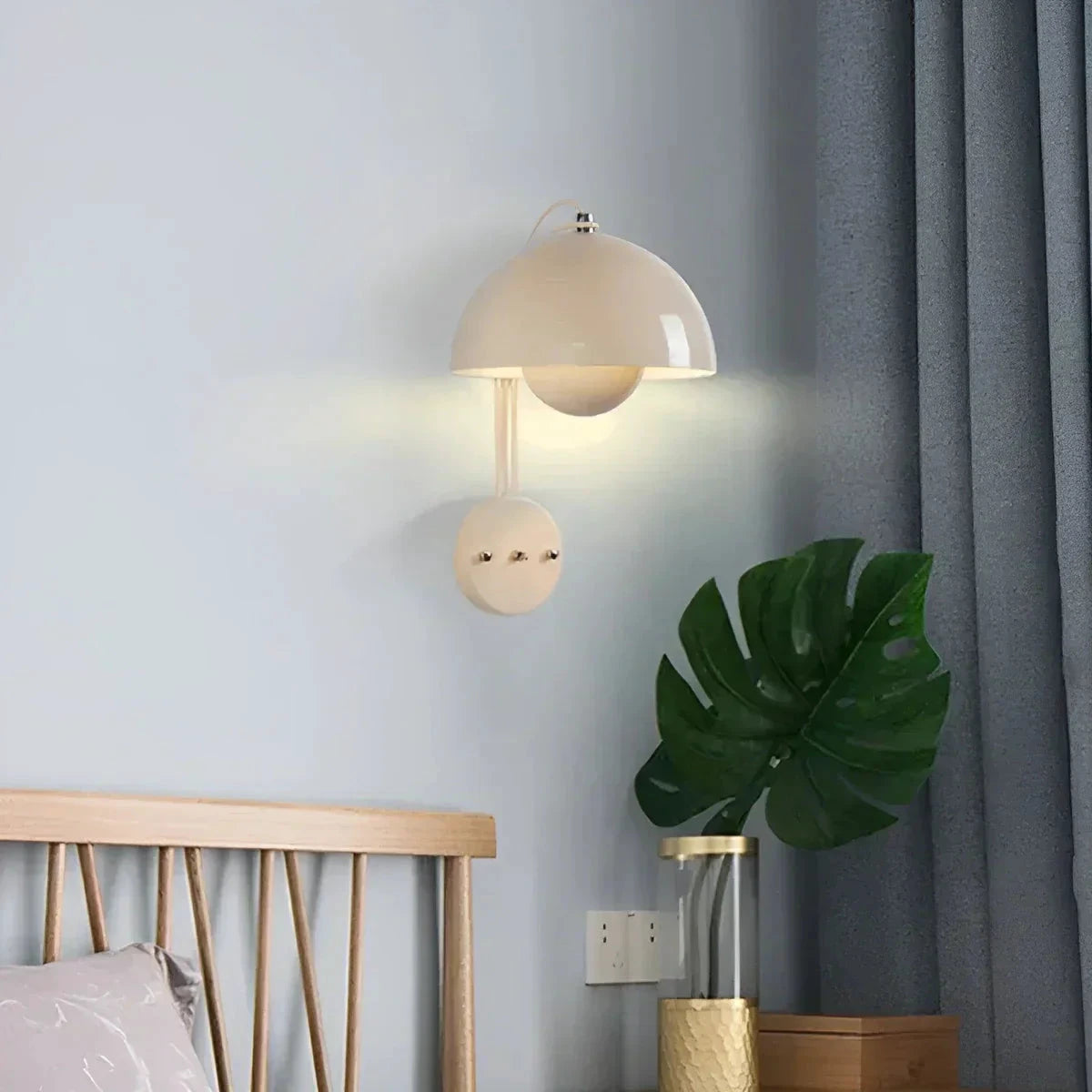 BudLume - Mushroom Light Cozy Scandinavian Wall Lamp Bowlift by Bowlift