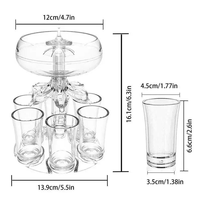 6 Shot Glass Dispenser And Holder Dispenser For Filling Liquids Shots by Bowlift