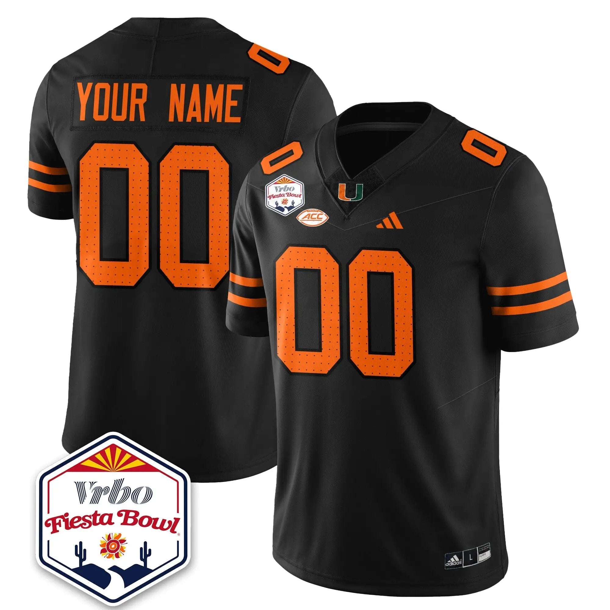 Custom MIA Football Vapor Limited Jersey - Vrbo Fiesta Bowl by Miami Hurricanes