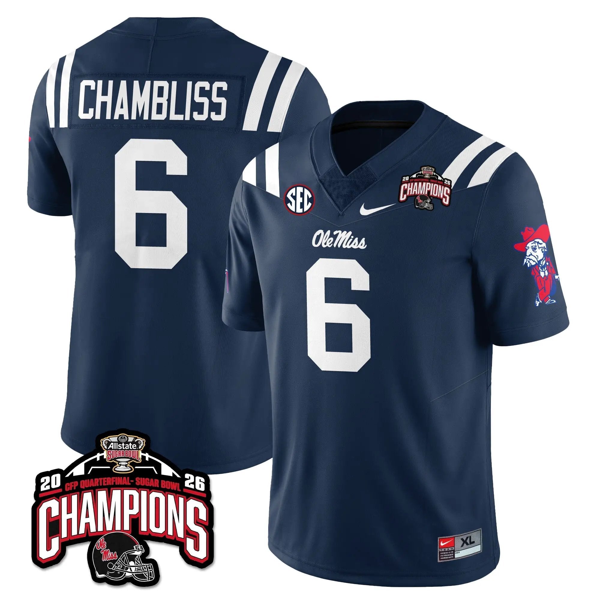 OMB Football Vapor Limited Jersey - Allstate Sugar Bowl Champions by Ole Miss Rebels