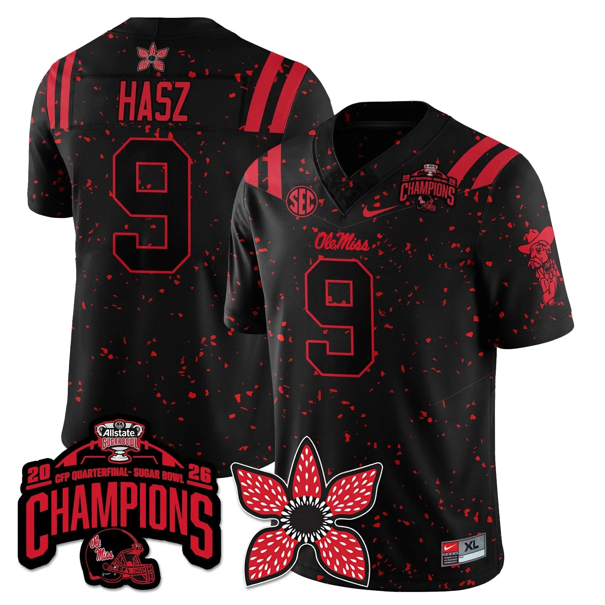OMB Football Stranger Things Vapor Limited Jersey - Allstate Sugar Bowl Champions by Ole Miss Rebels