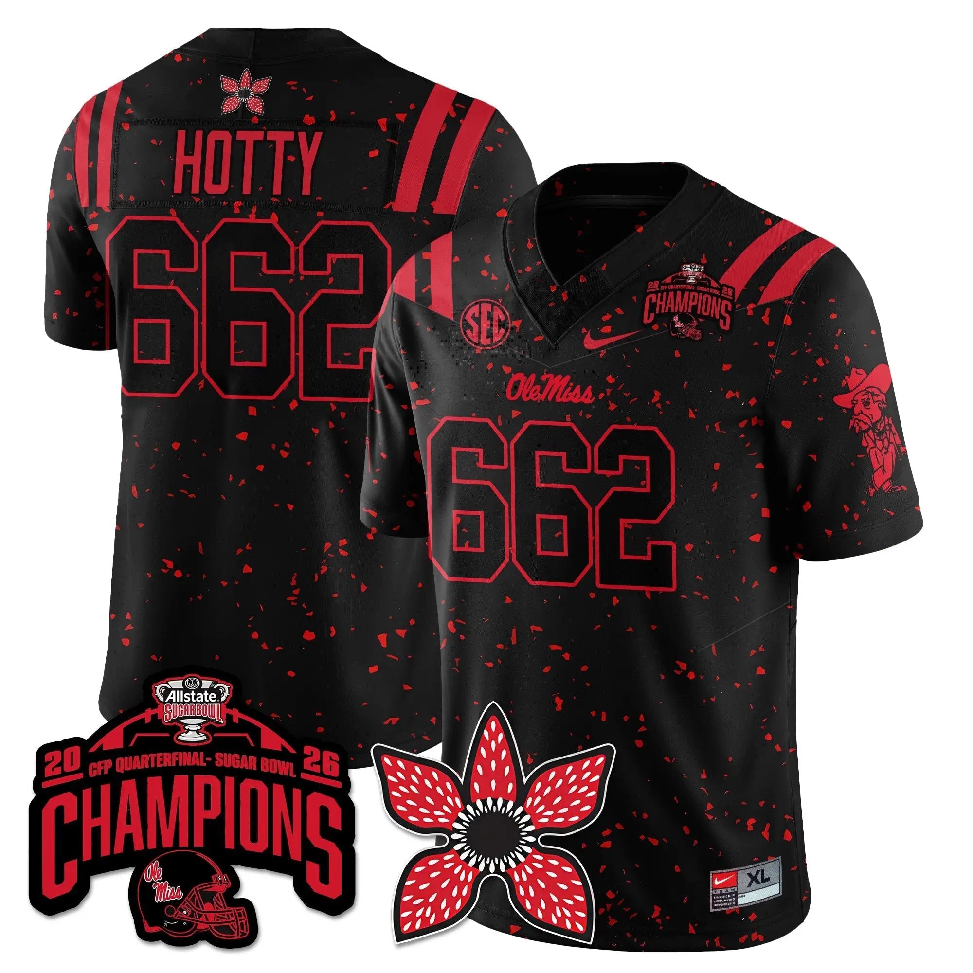 OMB Football Stranger Things Vapor Limited Jersey - Allstate Sugar Bowl Champions by Ole Miss Rebels